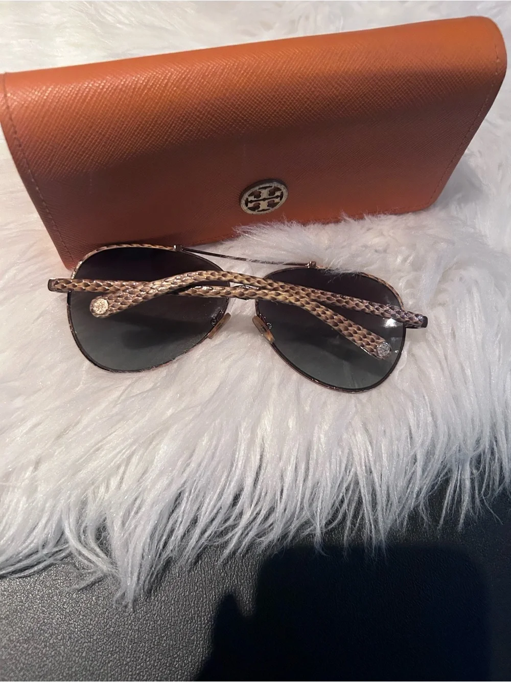Tory Burch Gold Frame Brown Gradient Aviator Sunglasses